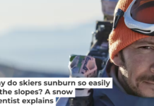 Skiers can sunburn easily for reasons that have nothing to do with the mountain’s elevation. Matt Bird/Stone via Getty Images